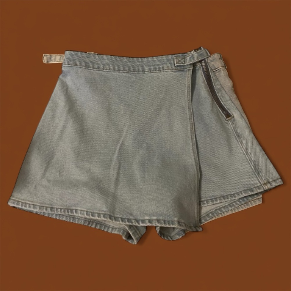 ROLLA'S Light Gray Wrap Denim Skort